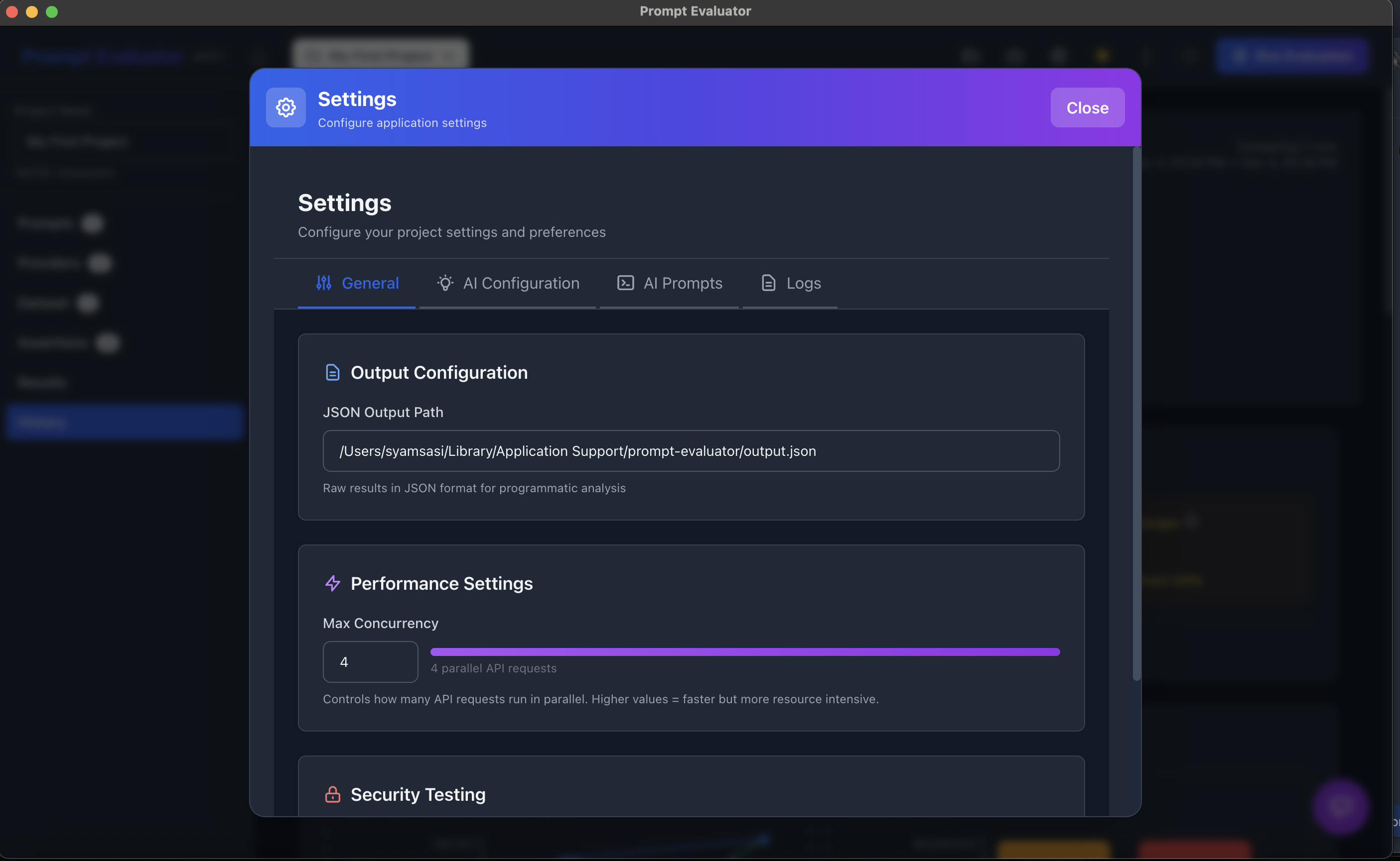 Test results showing detailed comparison between models