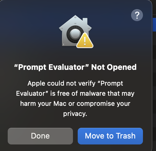 macOS security warning dialog