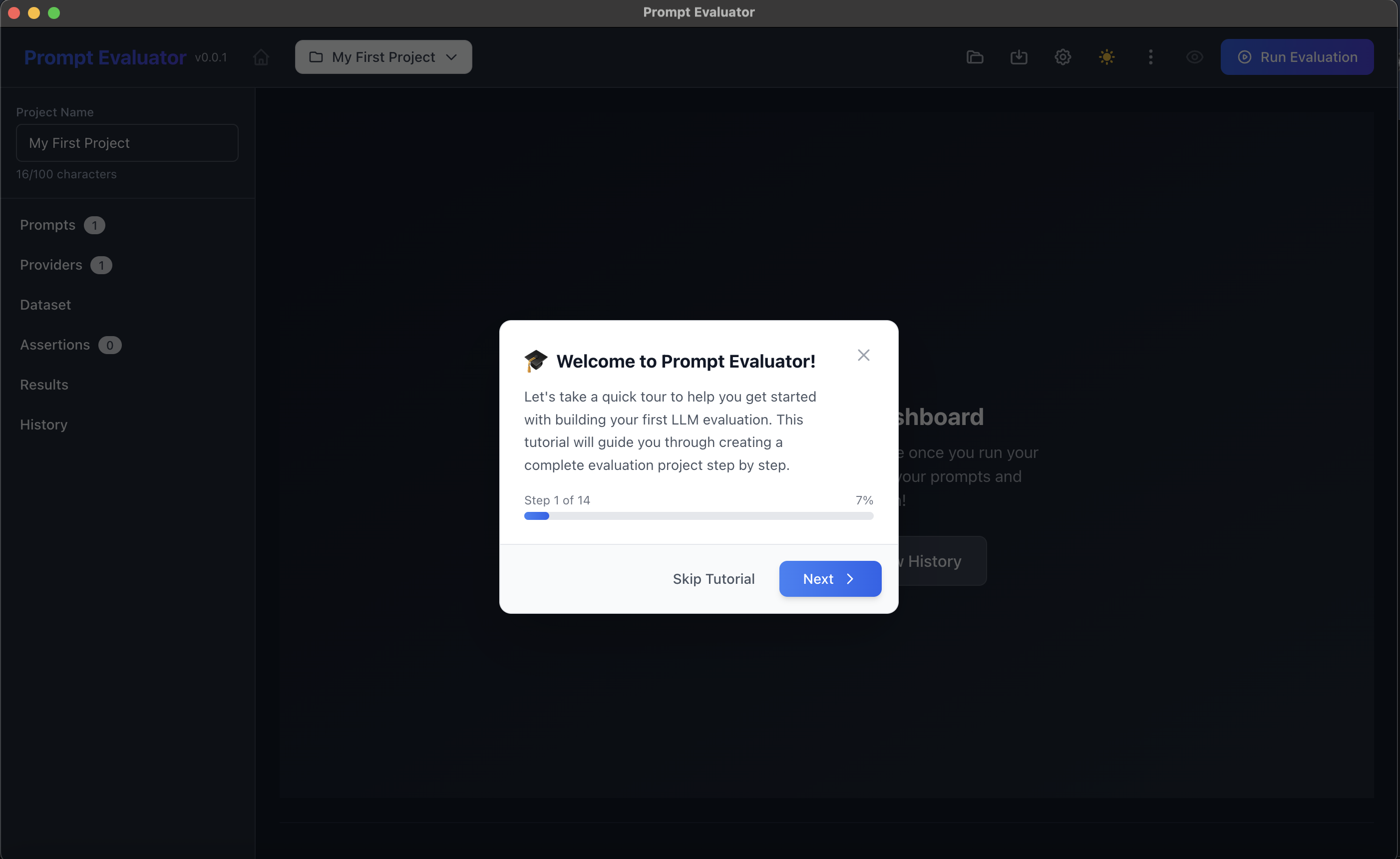 Project dropdown showing My First Project